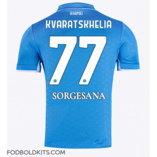 SSC Napoli Khvicha Kvaratskhelia #77 Hjemmebanetrøje 2024-25 Kortærmet